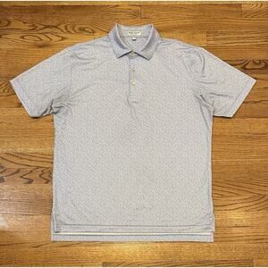 Peter Millar Summer Comfort Polo Shirt Mens Size M Blue Geometric Print Golf